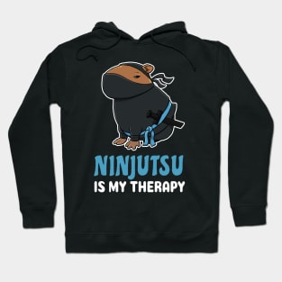 Ninjutsu is my therapy cartoon Capybara Hoodie